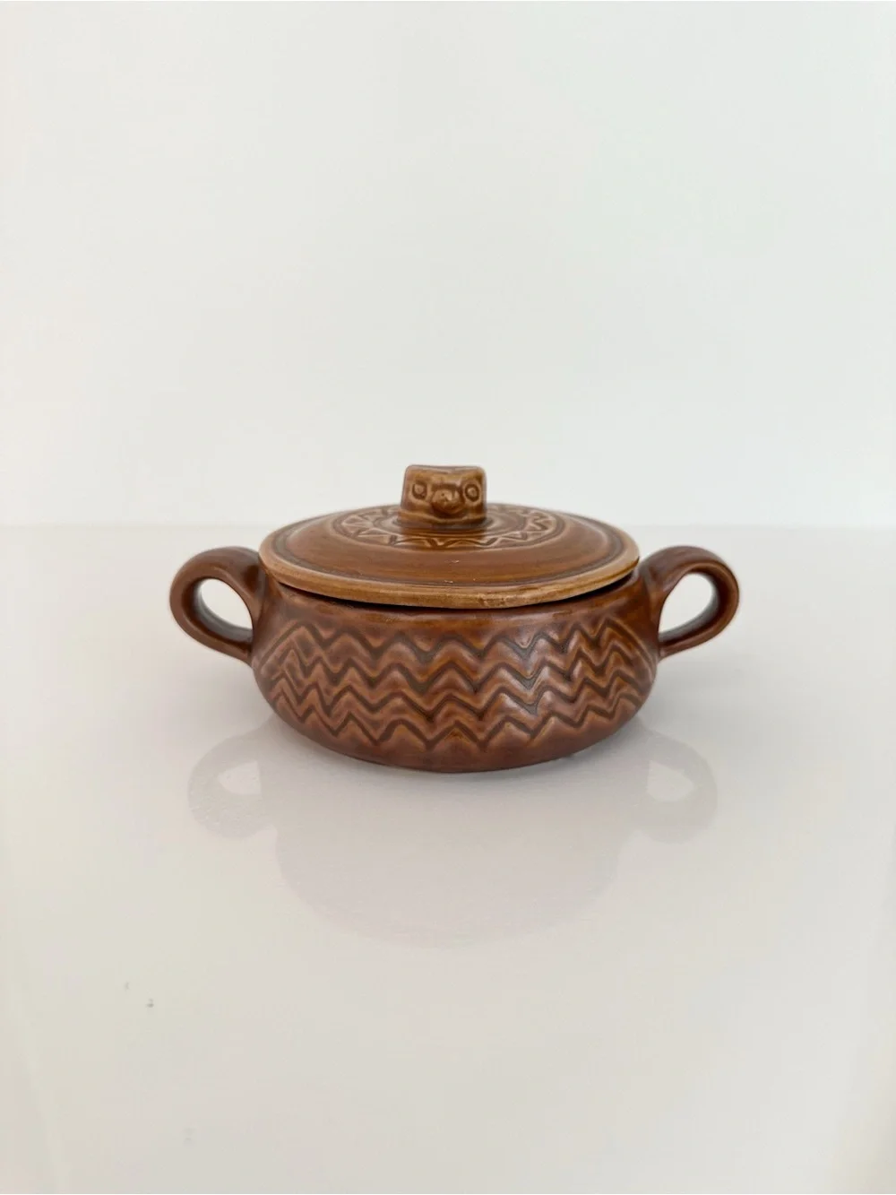 Vintage Hall China 1793 Eagle Nest Brown Covered Casserole Soup Bowl With Lid